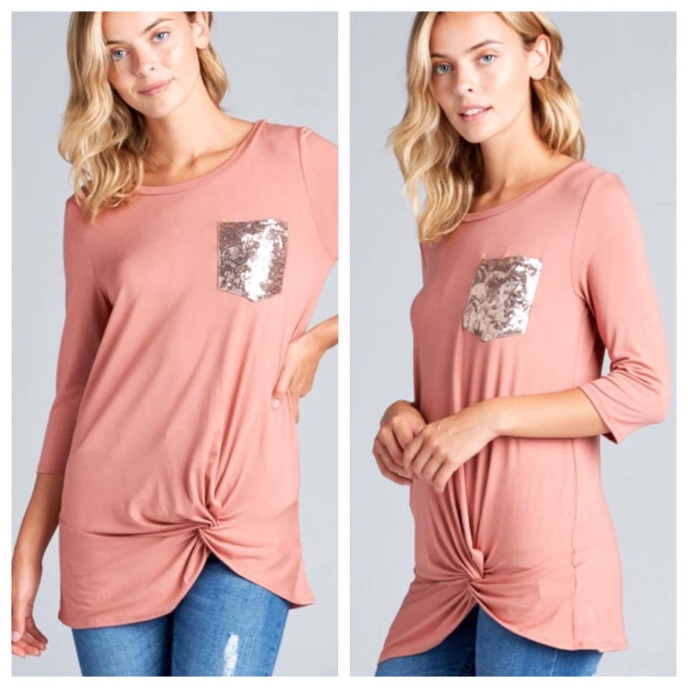 Woman 3/4 sleep top with glitz pocket